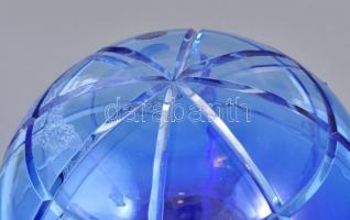 Kék ólomkristály földgömb. Nagy méretű Guszevszkoj orosz kristály. Jelzett. Egy két kisebb karccal  ...