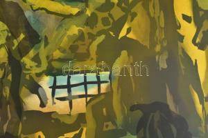 Vilhelm Károly (1943-2011): Alakok (olvashatatlan címmel). Színes litográfia, papír, jelzett. Próban...