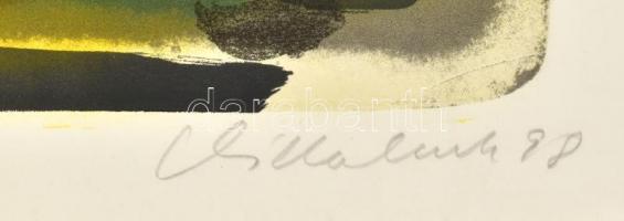 Vilhelm Károly (1943-2011): Alakok (olvashatatlan címmel). Színes litográfia, papír, jelzett. Próban...