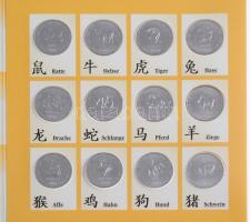 Szomália 2000. 10Sh acél A kínai horoszkóp 12 jegye (12xklf) dísztokos szettben T:BU Somalia 2000. 10 Shilling steel The 12 Animals of the Chinese Zodiac (12xdiff) coin set in original case C:BU