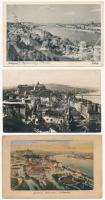 Budapest I. Látkép a Gellérthegyről, Tabán - 3 db régi képeslap / 3 pre-1945 postcards