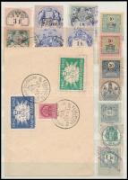 1898-1945 46 db magyar illetékbélyeg + használatlan levelezőlap levélzárókkal, közepes berakólap mindkét oldalán