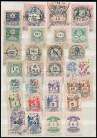 1898-1945 46 db magyar illetékbélyeg + használatlan levelezőlap levélzárókkal, közepes berakólap min...