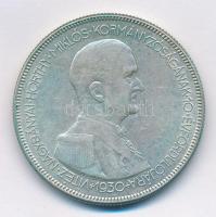 1930. 5P Ag "Horthy jobbra" T:2 patina  Adamo P8