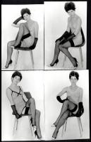 cca 1972 Egy széken ülve várt a gyönyör, szolidan erotikus felvételek, 4 db vintage fotó, 16,8x11 cm
