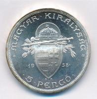 1938. 5P Ag "Szent István" T:1- patina Adamo P8.1