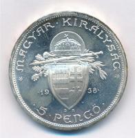 1938. 5P Ag "Szent István" T:1- patina Adamo P8.1