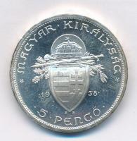 1938. 5P Ag "Szent István" T:1- patina Adamo P8.1