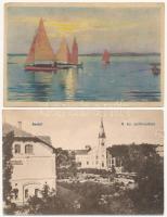 2 db RÉGI magyar város képeslap: Aszód és Balaton / 2 pre-1945 Hungarian town-view postcards
