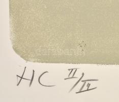 Dús László (1941-): Kitörés (cím nélkül). Szitanyomat, papír, jelzett, számozott: HC II/II. 64×89 cm