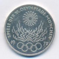 NSZK 1972F 10M Ag "Olimpia-München / Olimpiai Láng" T:1 (eredetileg PP) ph.  FRG 1972F 10 Mark Ag "Olympic Games Munich / Olympic Flame" C:UNC (originally PP) edge error  Krause KM#135