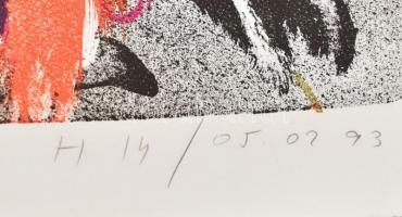 Tolan, Vasile (1953-): H14/05.02.93. Litográfia, papír, jelzett, HC IV/IV számozással. 100x70 cm / L...