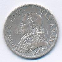 Olasz Államok / Pápai Államok 1866R 1L Ag "IX. Pius" T:2- Italian States / Papal States 1866R 1 Lire Ag "Pius IX" C:VF  Krause KM#1377