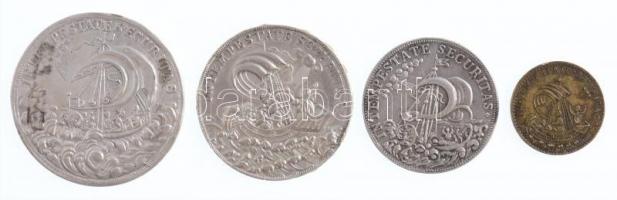 ~1900. 4db klf Szent György érem, egyik jelzett Ag (10,24g/0.750/32mm), 2db jelzetlen Ag (6,98g/28mm...
