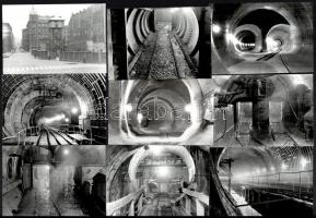 1962 Budapest, metróépítés a föld alatt, csak egy felszíni kép van a tételben, amely az Astoriánál készült, néhány kép datált, feliratozott, 20 db vintage fotó, 9x13 cm