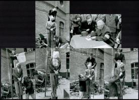 1945 Budapesten egy börtön udvara, ahol a háborús bűnösöket végeztek ki, Rózsa György (?-?) budapesti fotóriporter hagyatékában őrzött korabeli negatívokról készült 6 db mai nagyítás, 15x10 cm