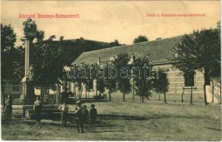 1909 Szászvár (Baranya), Fő tér, Szentháromság szobor. W.L. 2709.
