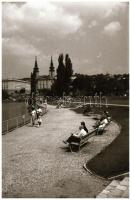 cca 1968 Budapest, a Feneketlen-tó és a Park vendéglő, jól áttekinthető látképek, mert a parkosítás ...