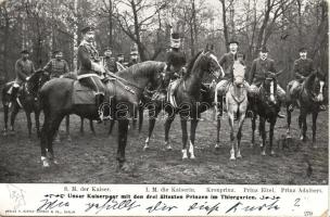 Wilhelm II, Augusta Victoria of Schleswig-Holstein, Prinz Eitel, Prinz Adalbert, horses