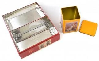 2 db Hummel gyűjtői doboz festett fém doboz 27x16 cm, 15x11 cm