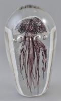 Nagy méretű medúzás kristály üveg asztali dísz, papírnehezék. 18 cm