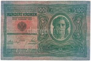 Ausztria 1919. (1912) 100K, vízszintes "DEUTSCHÖSTERREICH" felülbélyegzéssel, mindkét olda...