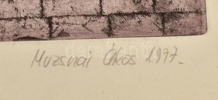 Muzsnay Ákos (1945-): Forradalom emlékére, 1977. Színes rézkarc, papír. Jelzett. Számozott 13/25. La...