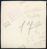 1937 Seiden Emilné és Seiden György, feliratozott vintage fotó Kinszki Imre (1901-1945) budapesti fo...