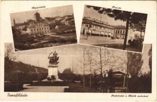 Dunaföldvár, Missziósház, Piac tér, Park részlet a Hősök szobrával, emlékmű (EK)