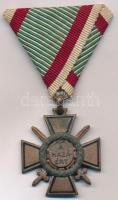 1942. Tűzkereszt II. fokozata oxidált hadifém kitüntetés mellszalaggal T:2  Hungary 1942. Fire Cross, 2nd Class war metal decoration with ribbon C:XF  NMK 447.