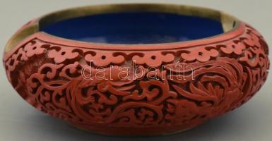 Kínai gazdagon díszített, zománcoz hamutál. d: 10 cm