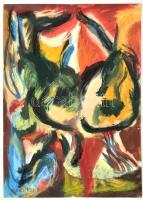 Károlyi Ernő (1923-2016): Termékenység XVI. Pasztell, akvarell, papír, jelzett. Lap tetején kisebb szakadással. 59×42 cm