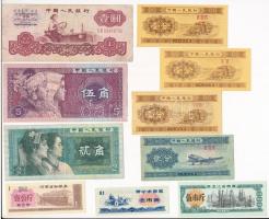 Kína 10db-os (9xklf) bankjegy- és rizspénz-tétel T:I-III China 10pcs (9xdiff) banknote- and rice money lot C:UNC-F