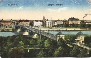 Szeged, látkép, híd. Traub B. és Társa kiadása (vágott / cut)