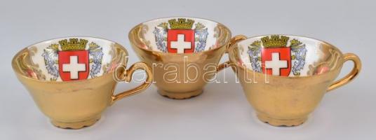 Bavaria porcelán mokkás készlet. Aranyozott, svájci dekorral, Matricás, jelzett, hibátlan