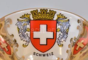 Bavaria porcelán mokkás készlet. Aranyozott, svájci dekorral, Matricás, jelzett, hibátlan
