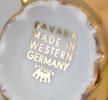 Bavaria porcelán mokkás készlet. Aranyozott, svájci dekorral, Matricás, jelzett, hibátlan