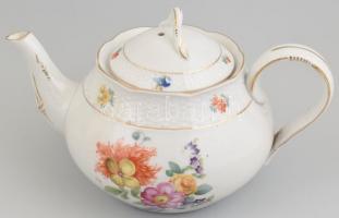 Meisseni porcelán mokkás és teás készlet töredék.: Nagy méretű tálca, 2 kiöntő, 2 cukordoboz, 5 mokk...