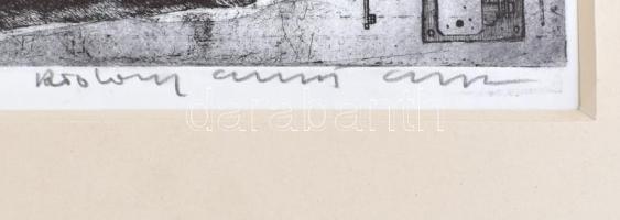 Rádóczy Gyarmathy Gábor (1943-): A kékszakállú herceg vára. Rézkarc, papír. Jelzett. Művészpéldány A...