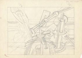 Kántor Lajos (1922-2013): Gép (cím nélkül). Ceruza, papír, jelzés nélkül. 21x29,5 cm