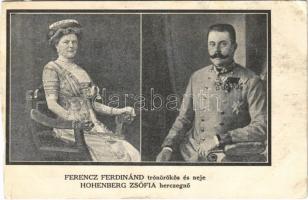 1915 Ferenc Ferdinánd trónörökös és neje Hohenberg Zsófia hercegnő. Grindlinger J. kiadása / Archduke Franz Ferdinand of Austria, Sophie, Duchess of Hohenberg (vágott / cut)