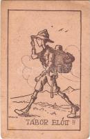 1925 Tábor előtt. Magyar Cserkész kiadása / Hungarian boy scout art postcard s: Velősy Béla (EK)