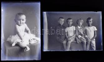cca 1944 és 1947 között készült műtermi felvételek polgári személyekről, 13 db vintage NEGATÍV üveglemezen, Glázner Mária (?-?) csongrádi fényképész hagyatékából, 15x10 cm
