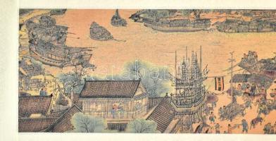 Kínai selyem falikép eredei dobozában. jelzett. / Chinese wall cloth. 33x180 cm