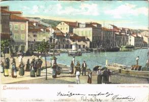 1906 Mali Losinj, Lussinpiccolo; Riva / port, quay, market (kis szakadás / small tear)