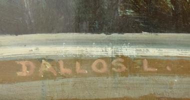 Dallos Lívia (1927-): Csendélet. Olaj, farost, jelzett. Hátoldalán Képcsarnok Vállalat címkéjével. Ü...