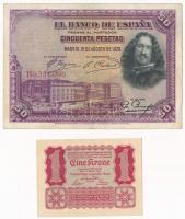 Vegyes: Ausztria 1922. 1K + Spanyolország 1928. 50P T:I-,III Mixed: Austria 1922. 1 Krone + Spain 1928. 50 Pesetas C:AU,F Krause 73, 75