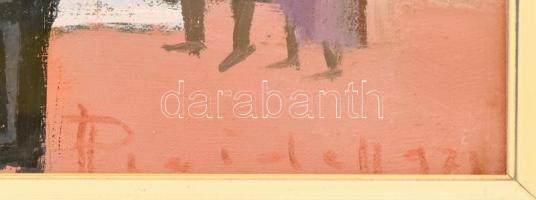 Pleidell János (1915-2007): Hegyi falu. Olaj, vászon, jelzett. Hátoldalán Képcsarnok Vállalat címkéj...