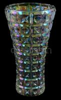 Irizáló ólomkristály váza. Hibátlan. m: 20,5 cm