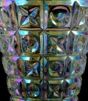 Irizáló ólomkristály váza. Hibátlan. m: 20,5 cm